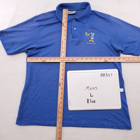 Hanes Casual Collared Short Sleeve Polo Shirt Adult Mens Size Large L Blue - Picture 7 of 10